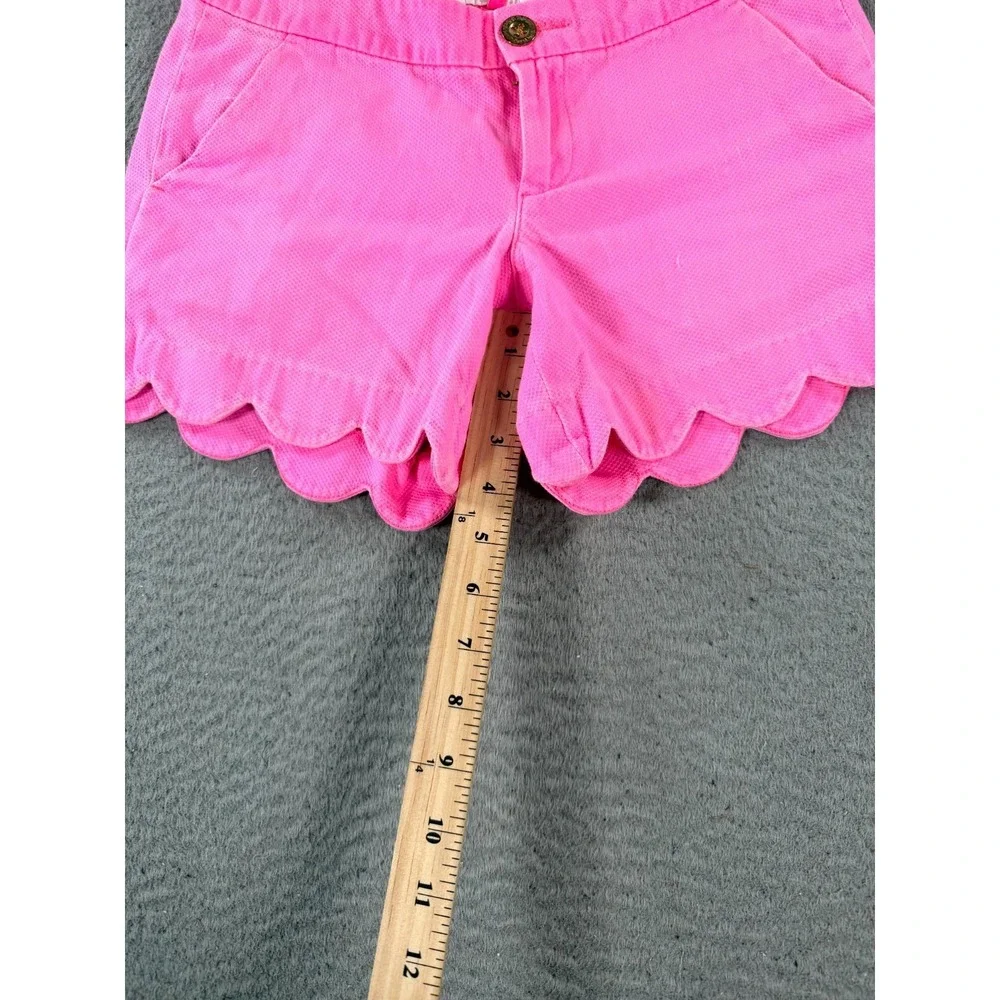 Lilly Pulitzer Buttercup Short Women 00 Pink Cotton Scalloped Hem Casual Stretch